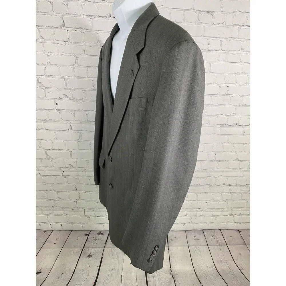 VTG Foleys Hart Schaffner Marx Gray Striped 2 Button Blazer Jacket 43L